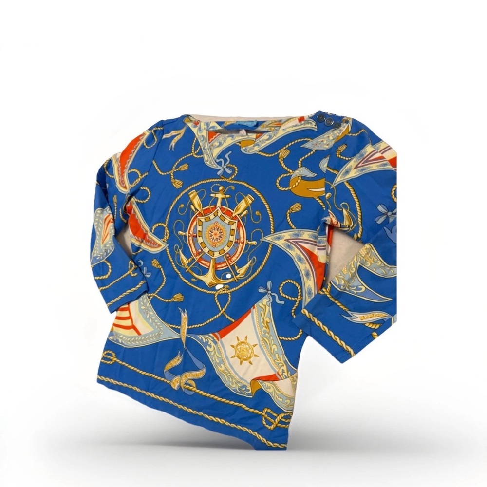 J. McLaughlin Blue and Gold shirt XS nautical